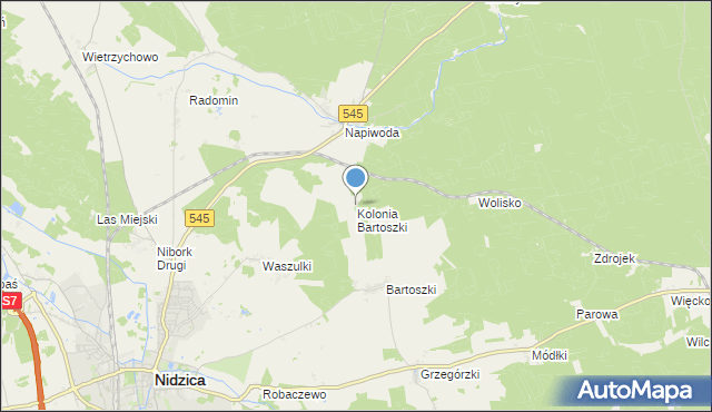 mapa Kolonia Bartoszki, Kolonia Bartoszki na mapie Targeo